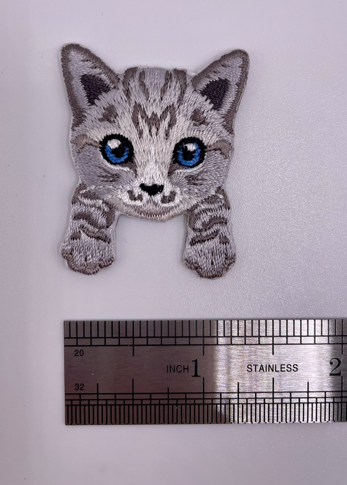 Grey Tabby Cat Iron On Patch