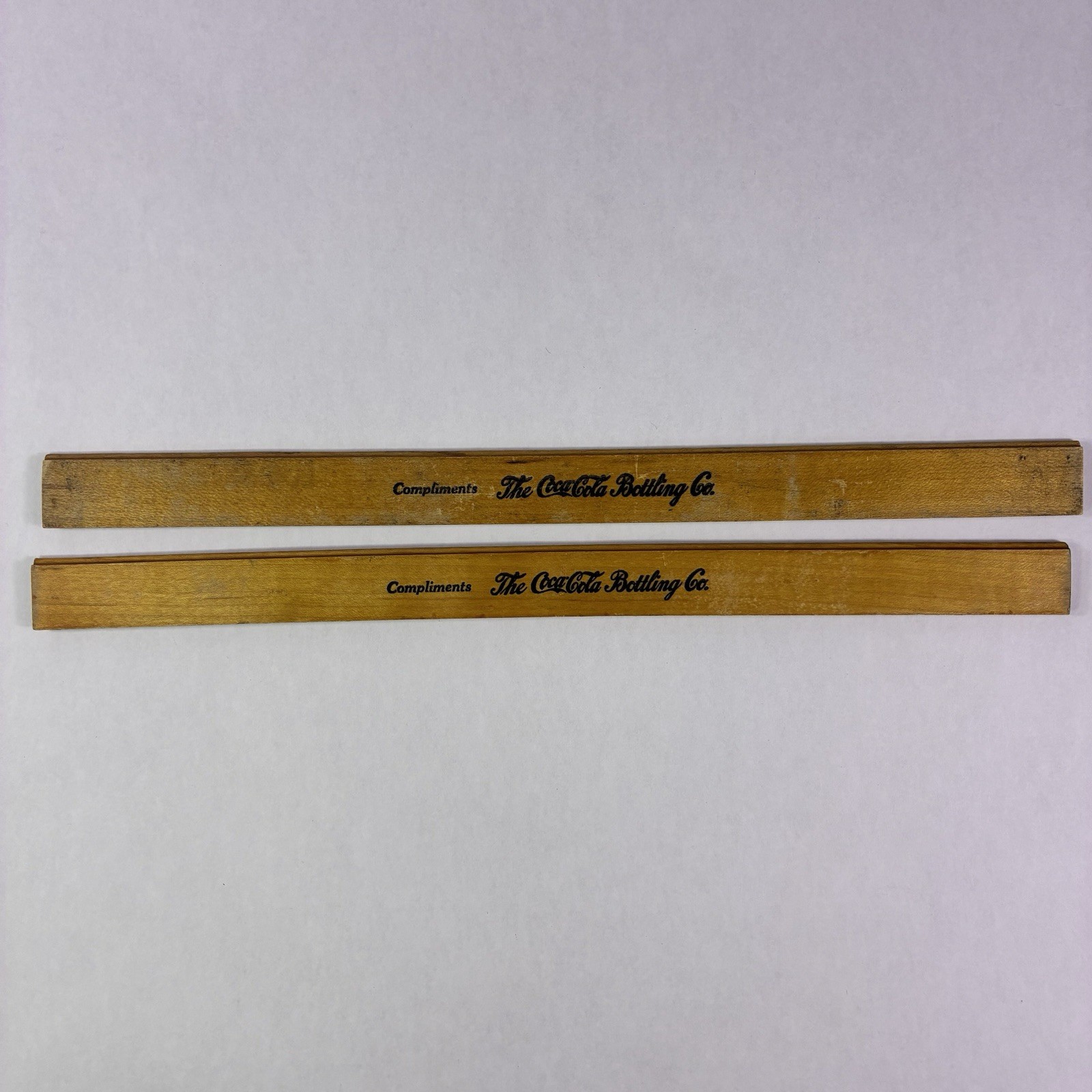 2 Vintage Wooden Coca-Cola Rulers Religious "A Good Rule" The Coca-Cola Bottling