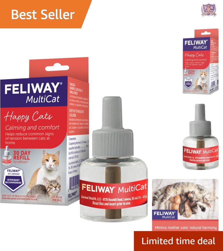 Cat Calming Refill 48ml for Pheromone Diffuser Reduce Tension in Multi-Cat Homes