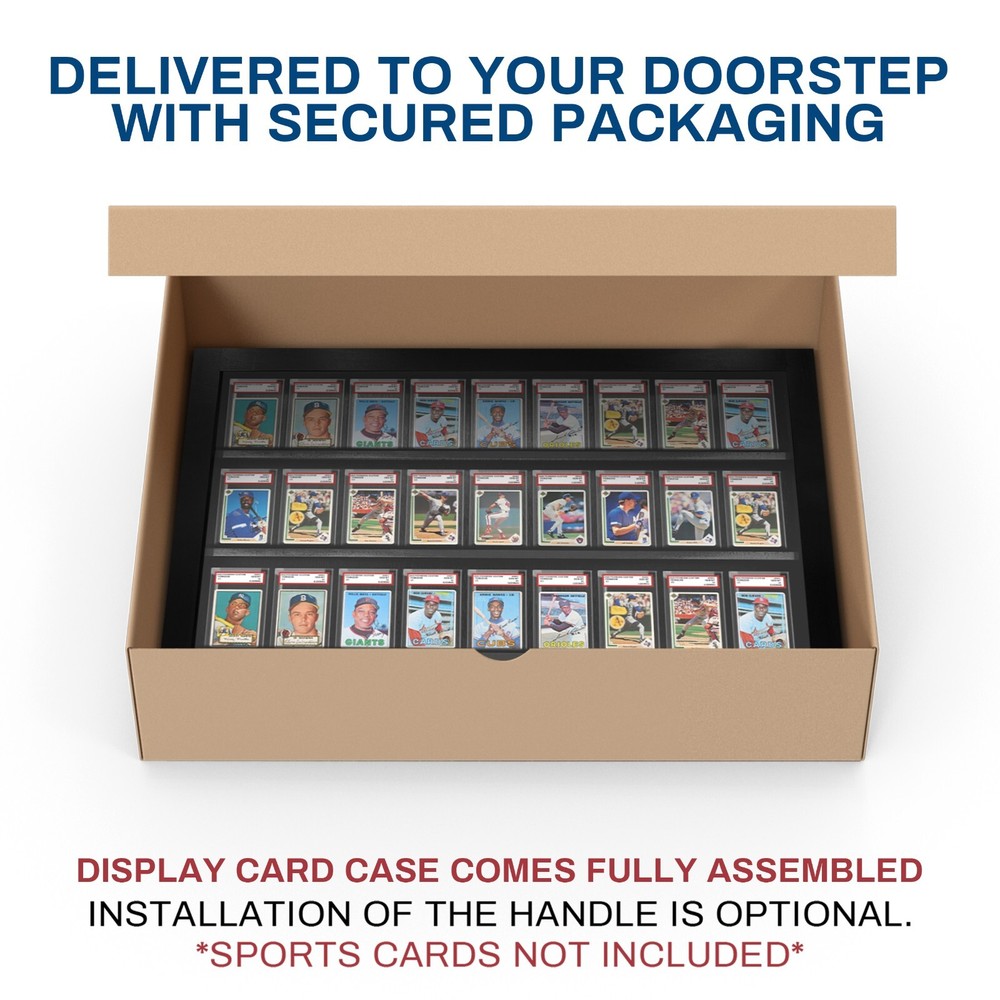 Black Finish 36 Horizontal Graded Baseball Card display Case DEEP