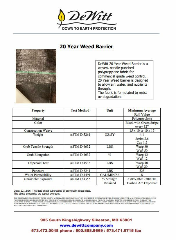 DeWitt Weed Barrier - Professional Max - Heavy Duty Woven Fabric 6 FT X 250 FT