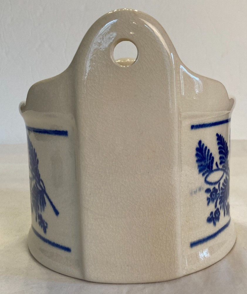 Blue and White Stoneware Salt Cellar