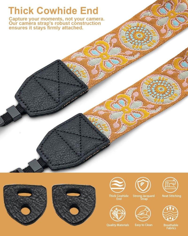 Camera Strap - Wide, Comfortable Durable Adjustable Crossbody Neck Shoulder S...