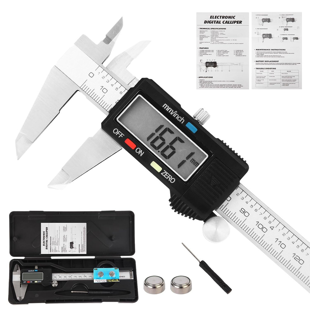 Digital Caliper Measuring ,Stainless Steel Vernier Large LCD Screen,Auto-Off.
