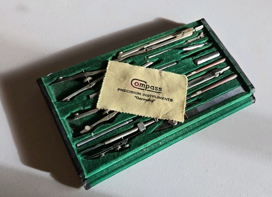 Vintage German Compass Precision Instuments With Velvet Case