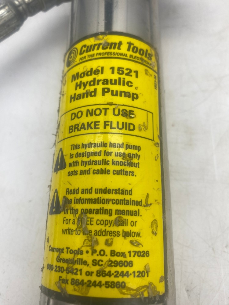 Current Tools Model 1521 Hydraulic Hand Pump w/ 1522 Knockout Ram (Used)