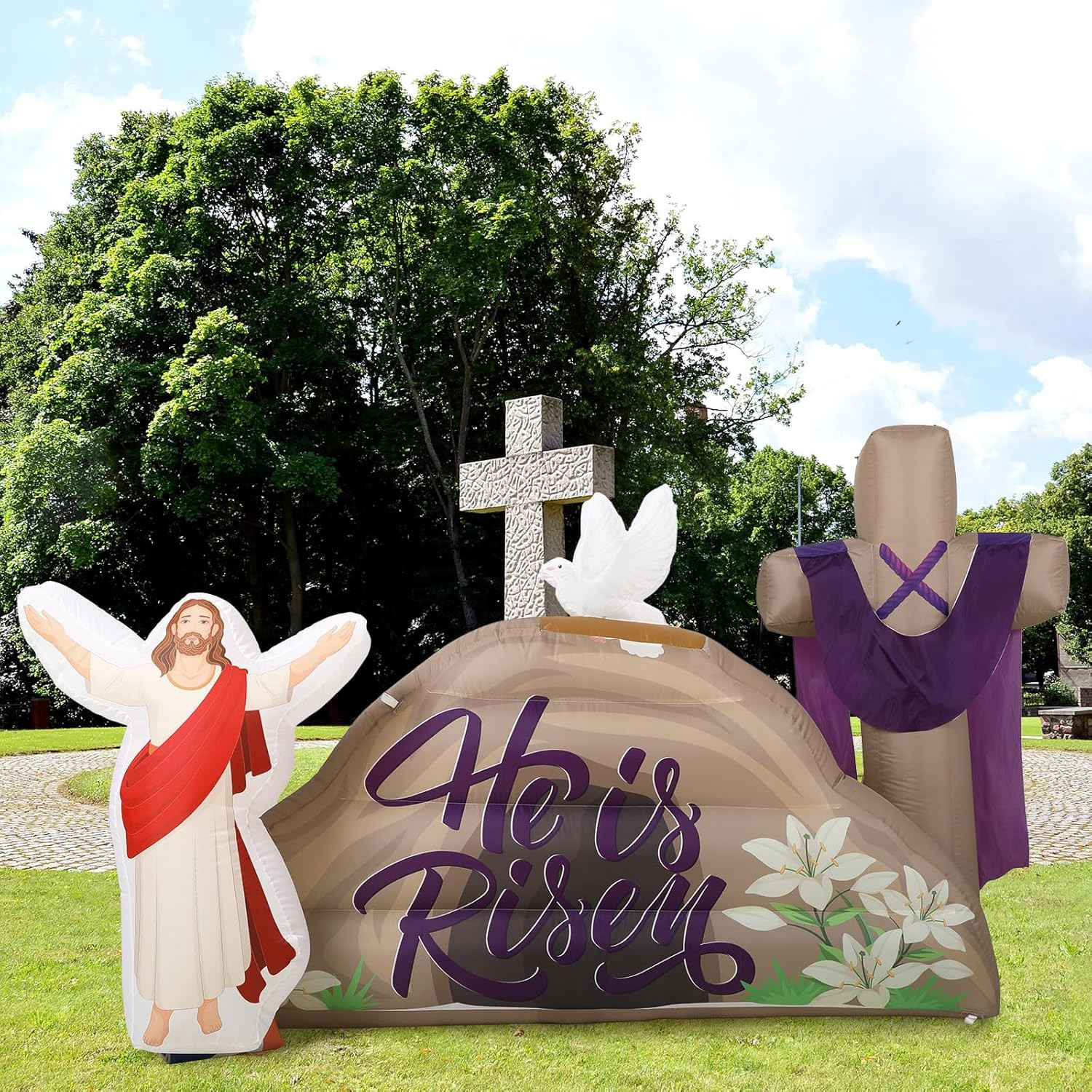 7.2 FT Long Easter Inflatables Outdoor Decorations He Is Risen Inflatables Blow