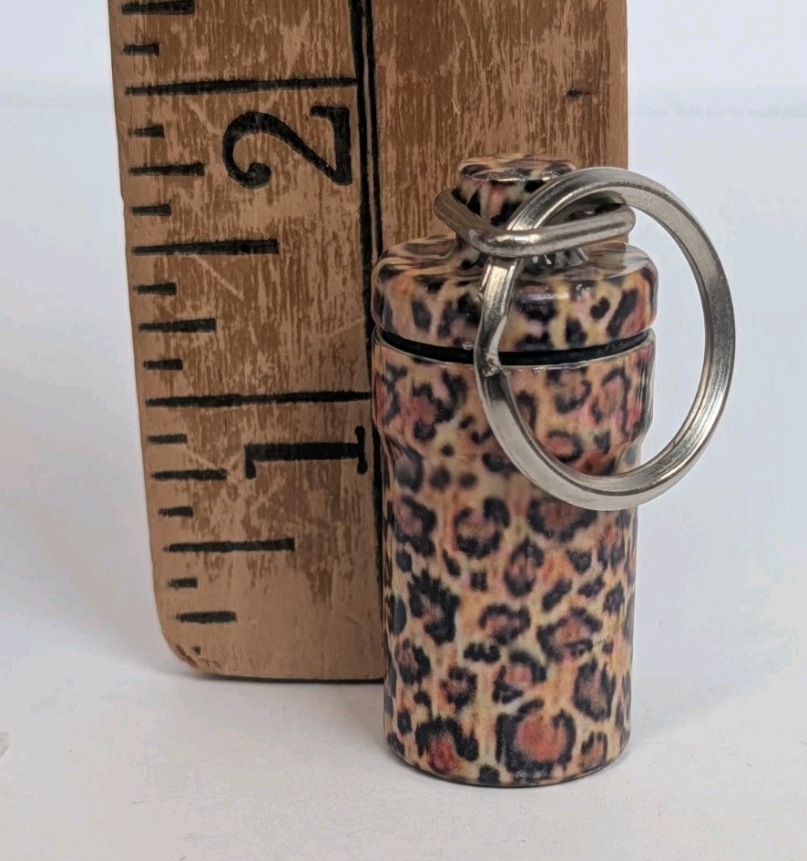 Metal Leopard Print Stash Keeper Keyring Keychain