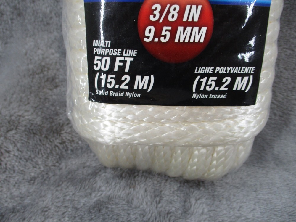 Shoreline Marine Rope Multi Purpose Line 50FT Solid Braid Nylon 3/8 9.5MM NEW