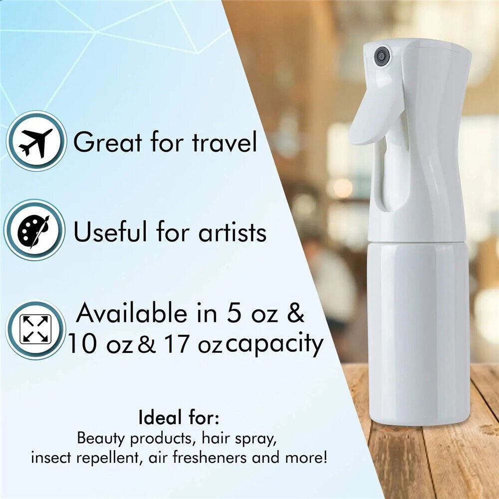 Continuous Mist Hair Spray Bottle Barber Water Sprayer Salon Plant Mister Tools
