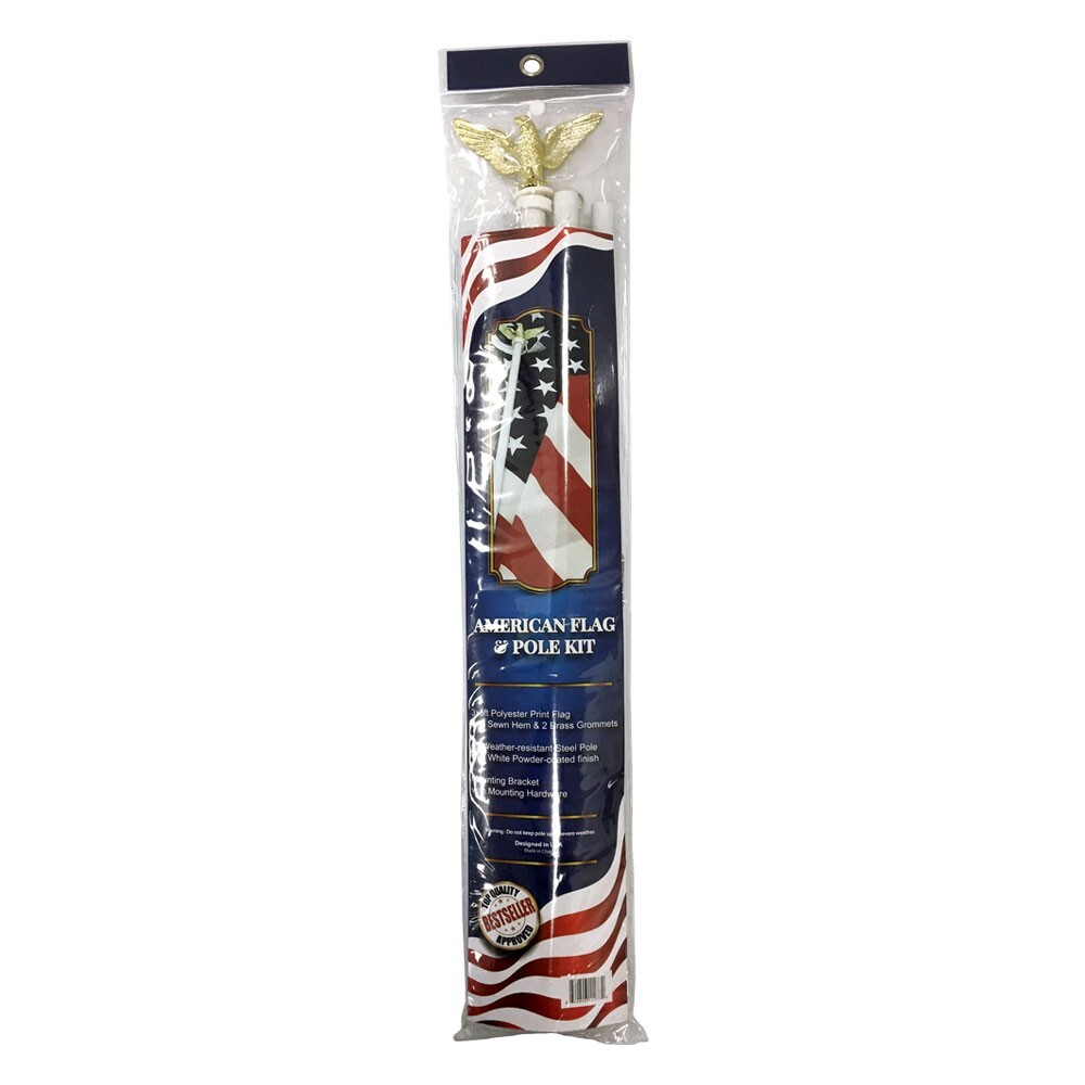 USA Flag & Flag Pole Kit American Flag Kit US Flag and Pole Kit 6ft Pole 3x5ft