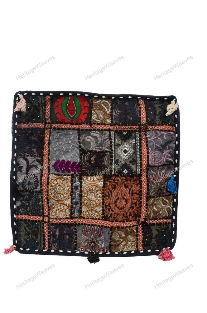 Handmade Patchwork Vintage Home Décor Khambari Square Pouf