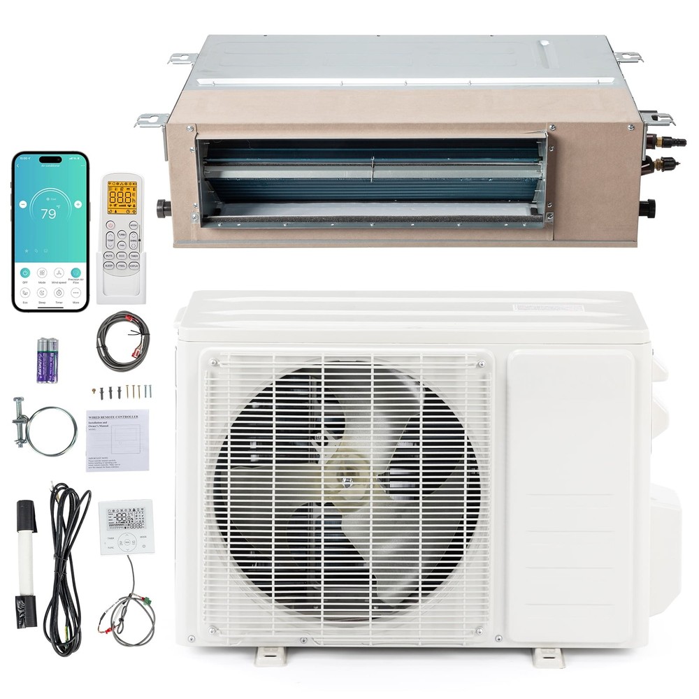 17,000 BTU Ducted Mini Split  Air Conditioner AC/Heating System, Concealed Duct