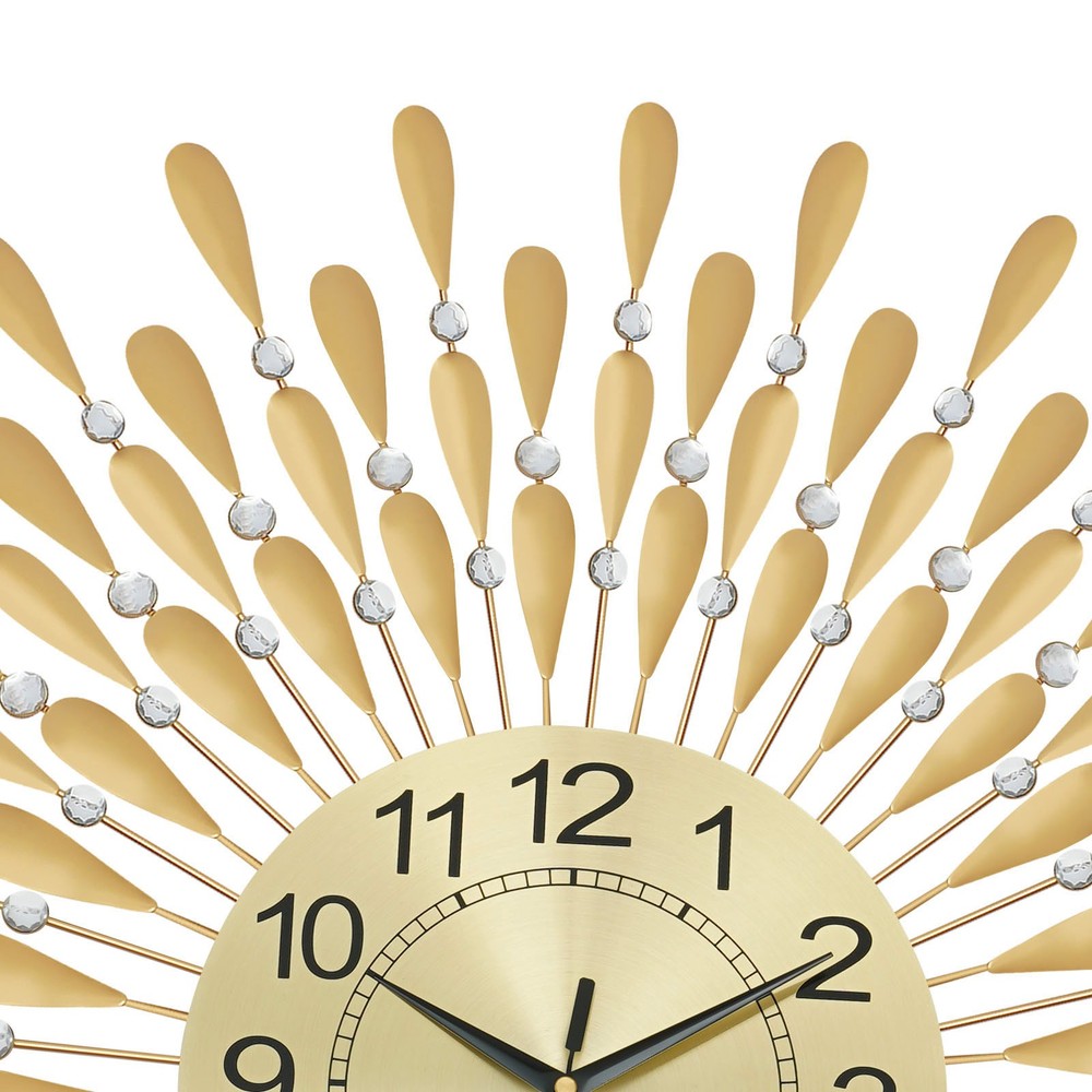 Large Wall Clock Gold Silent Wall Clock Retro Crystal Clock Wall-Mounted Decor