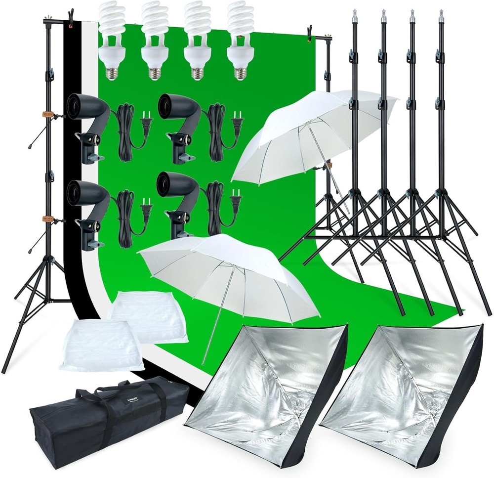 Versatile Photography Light Kit with Backdrops: Ideal for Studio & Outdoor Use