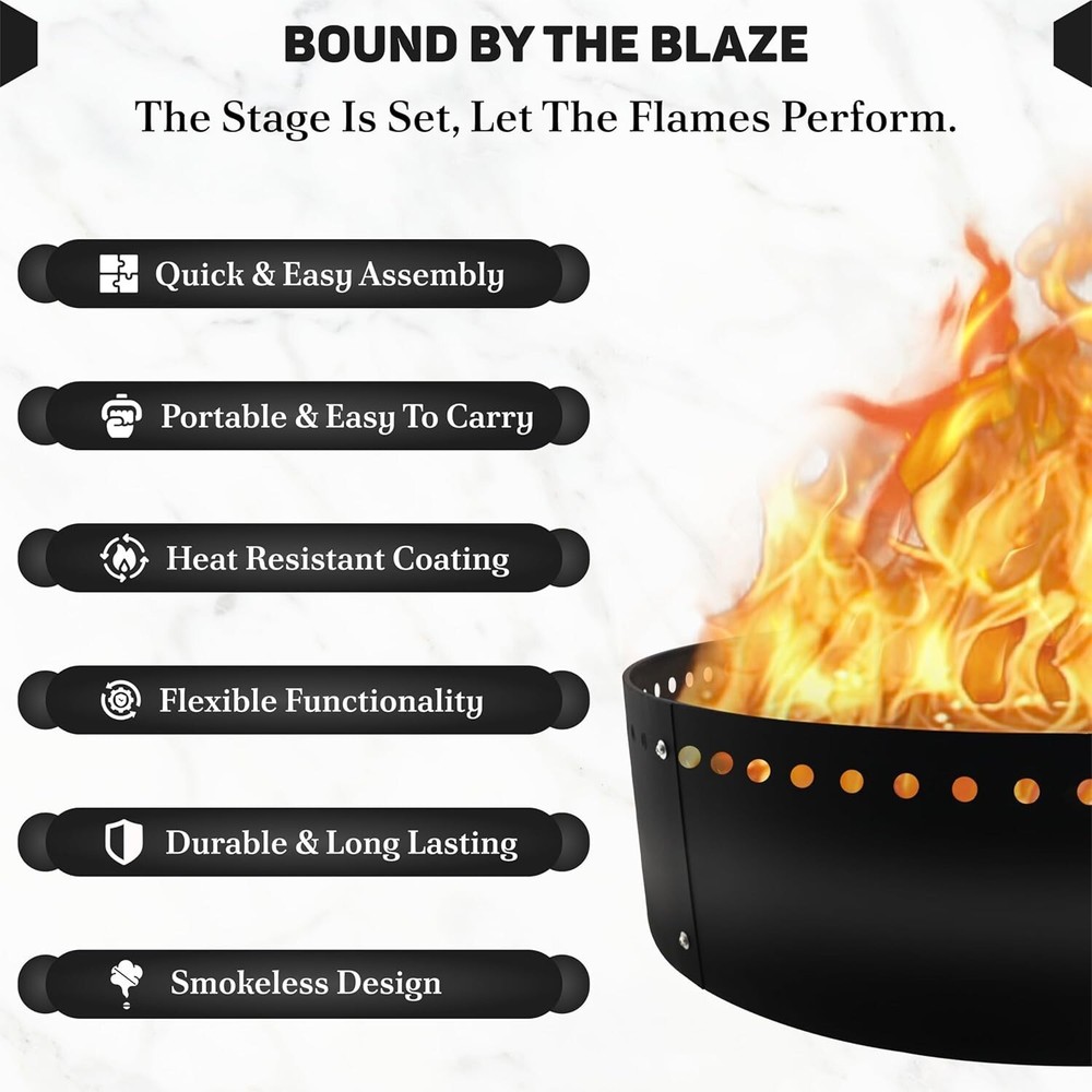 FEBTECH 48" Smokeless Fire Ring for Outdoor Fire Pits