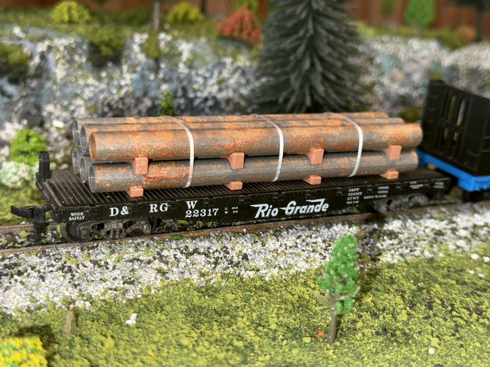 New 1:87 Ho Scale 30FT Rusty Pipe Load (4.5in) (Real Rust)