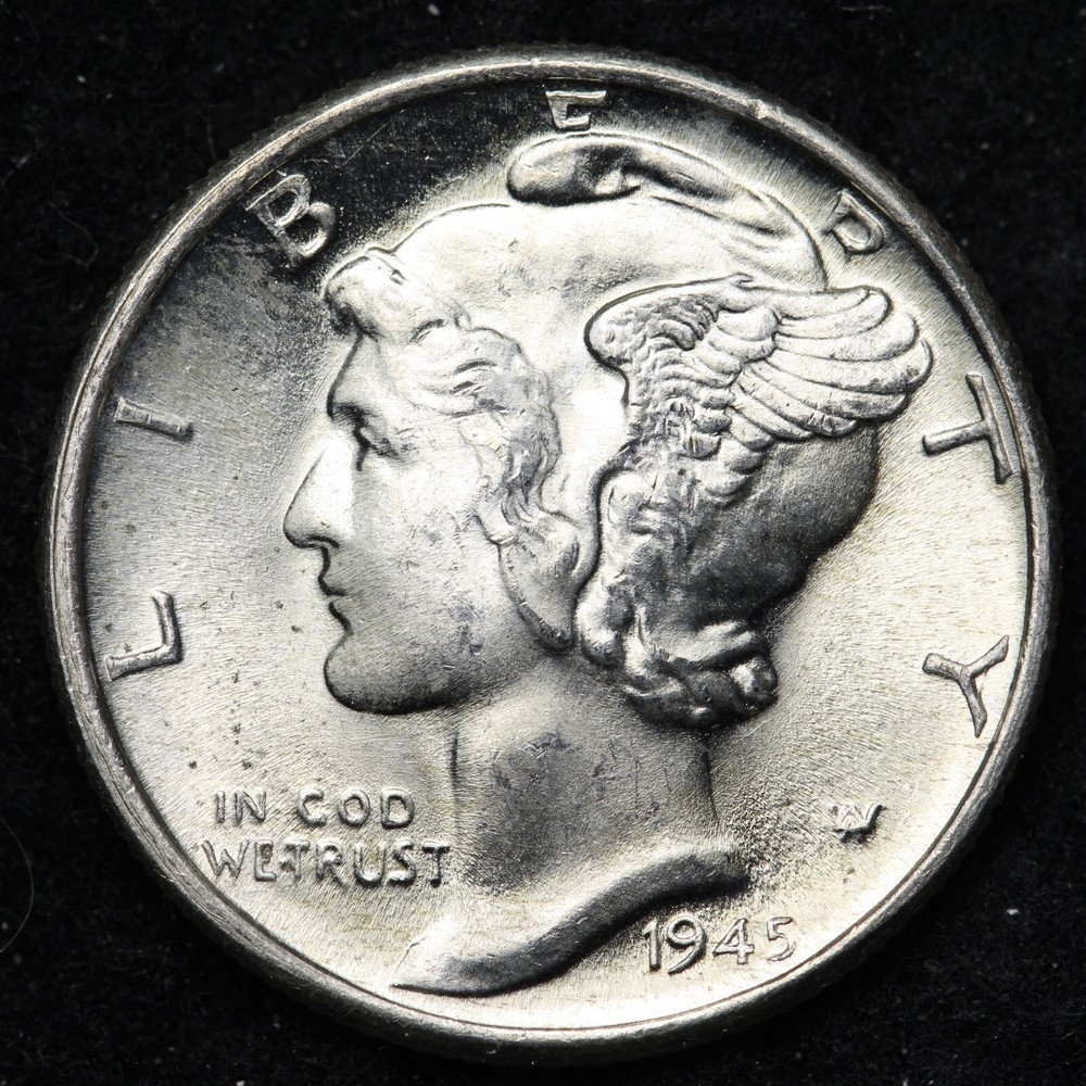 1945-D Mercury Silver Dime GEM BU *UNCIRCULATED* MS E250 VRP