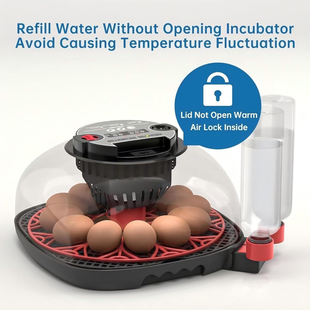 12-24 Egg Incubator with Humidity Display Egg Candler Automatic Egg Turner