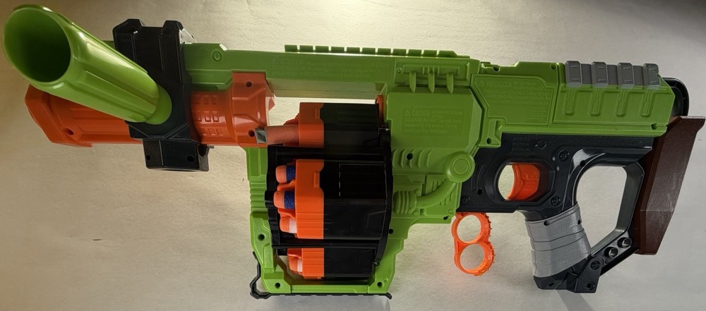 Nerf Zombie Strike Doominator Blaster w/ Rotating Drum Tested Working