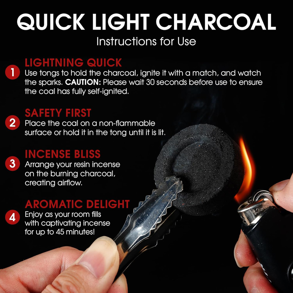 Sunlight® Charcoal Tablets for Incense– Quick Light Charcoal Tablets – Charcoal