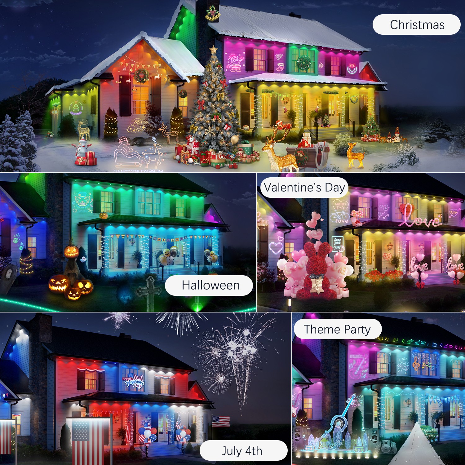 Permanent Outdoor Lights RGB+IC LED Smart Light App/Remote Control Holiday DIY