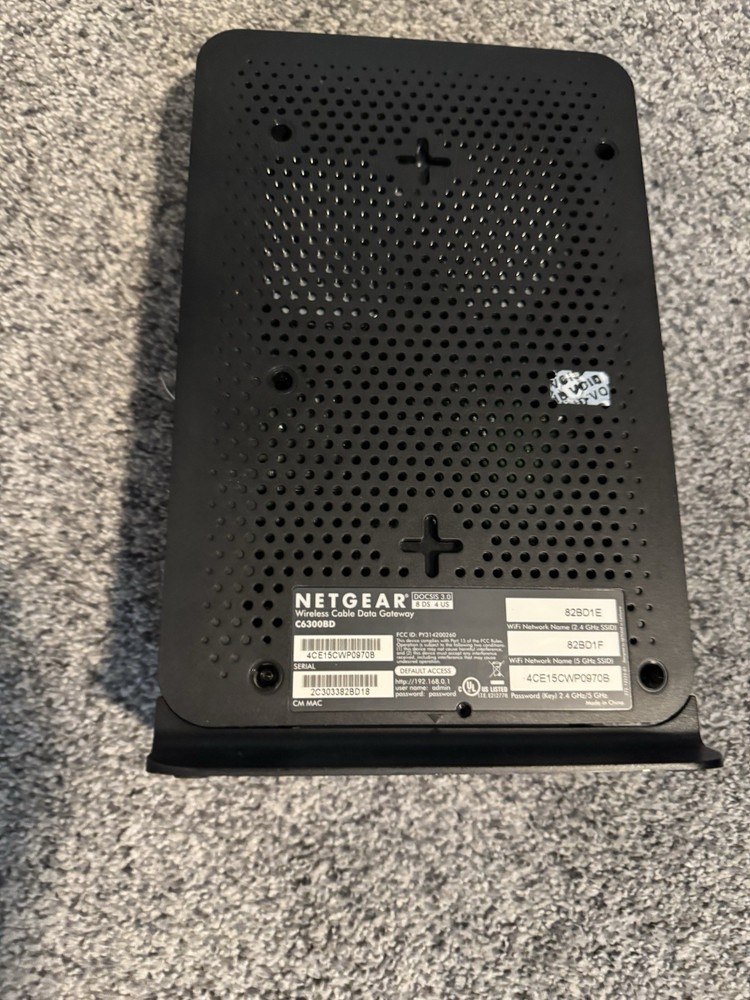 Netgear Wireless Cable Data Gateway Router, Model C6300BD