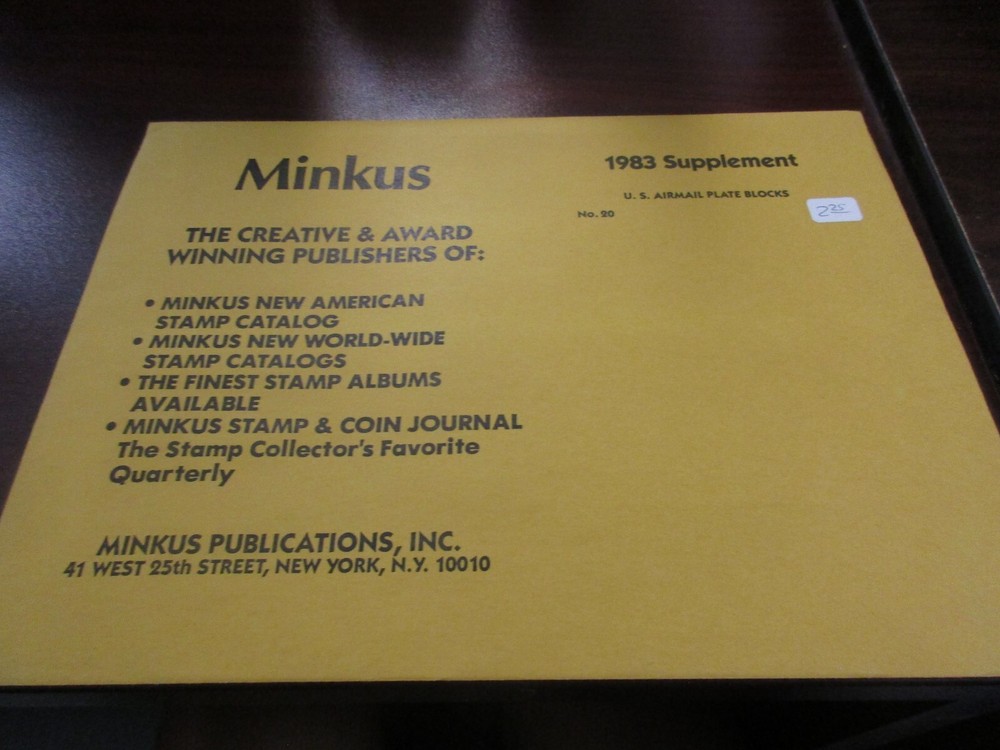 "MINKUS"  SUPPLEMENT AIRMAIL PLATE BLOCKS NO.20    W/FREE SHIPPING!!!
