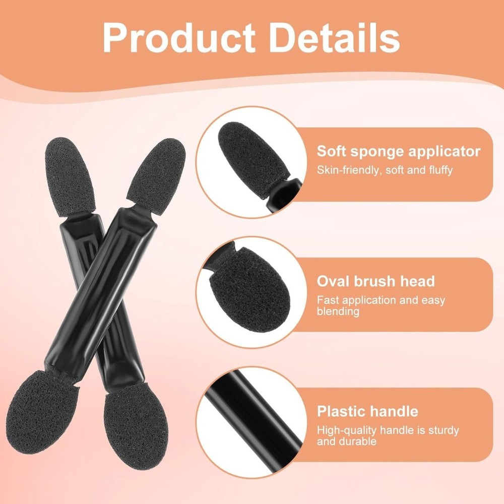 Dual Sides Eyeshadow Brushes Disposable Makeup Applicator Cosmetic Tools, 50Pc