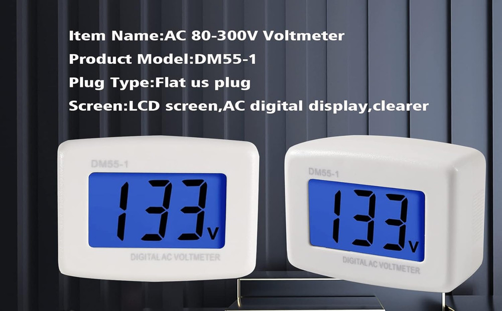 2Pcs Plug in Volt Meter, Flat US Plug AC 80-300V LCD Digital Voltmeter Voltage T