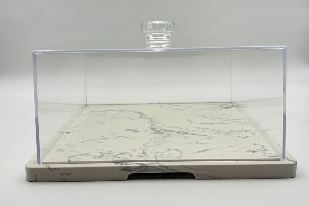 11 Inch Square White Marble Cake Stand