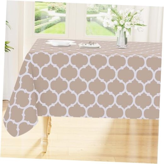 Rectangle Table Cloth, Waterproof Vinyl 70" x 52" (Rectangular) 1 Khaki