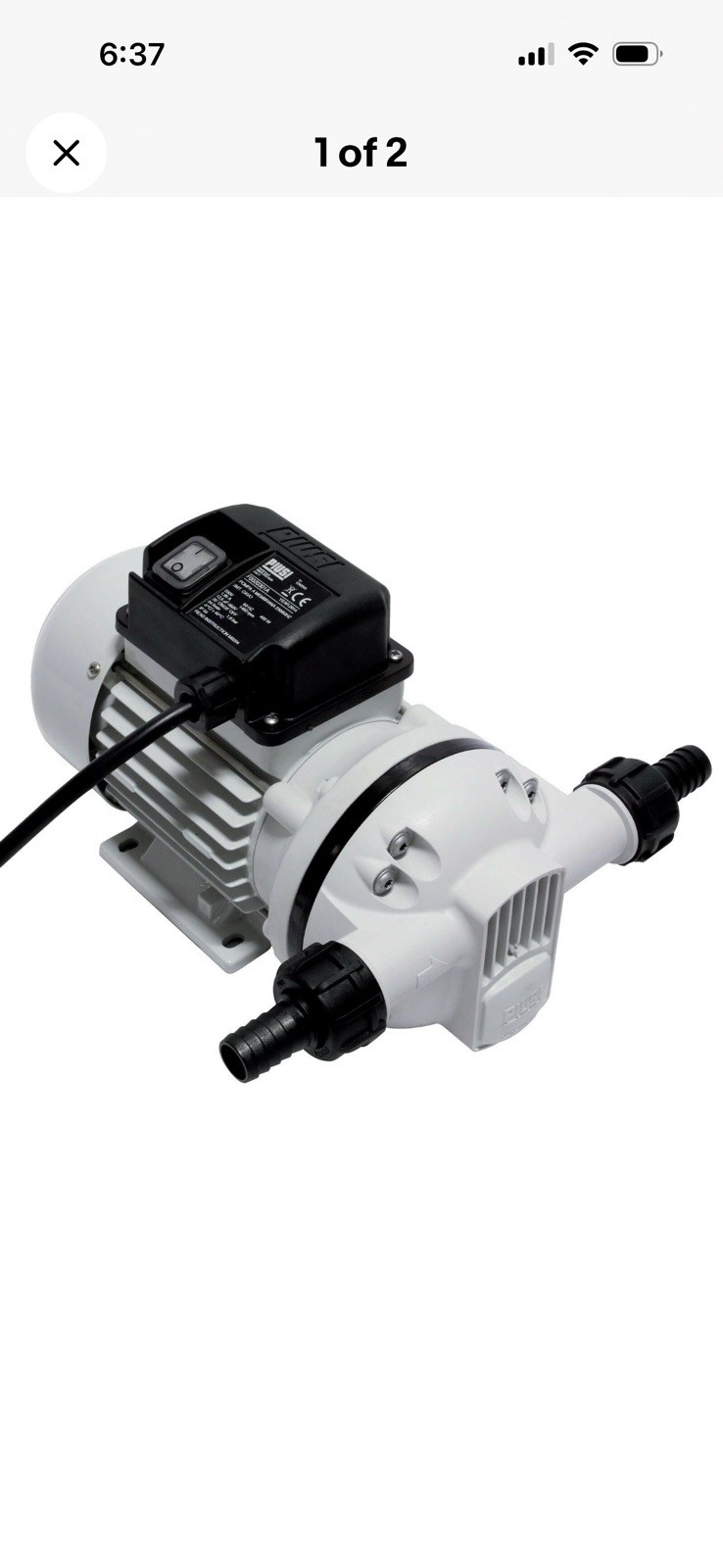 Piusi - F00203100 - DEF Transfer Pump, 43/64 HP, 120VAC