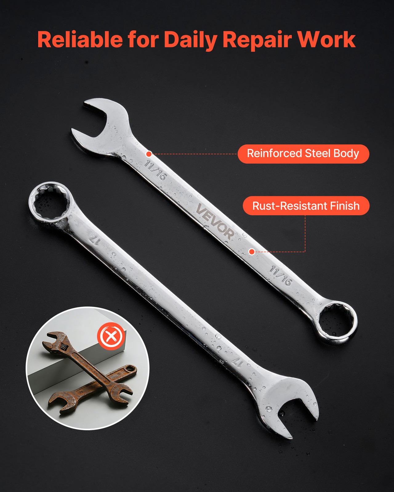 VEVOR Combination Wrench Set Box End Open End Combination Wrenches 32-Piece