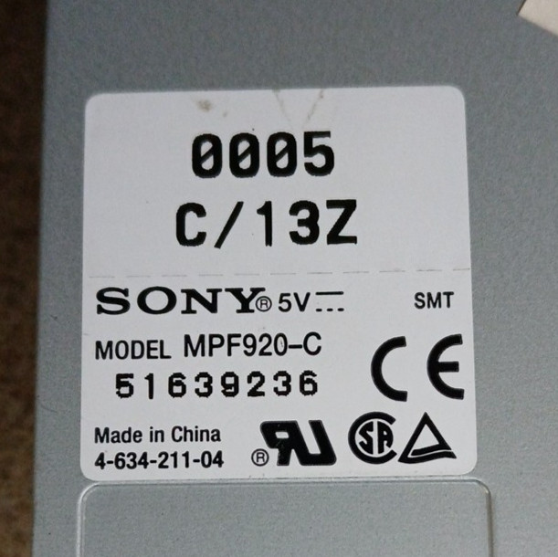 Sony MPF920-C 3.5" Internal Floppy Disk Drive C/13Z