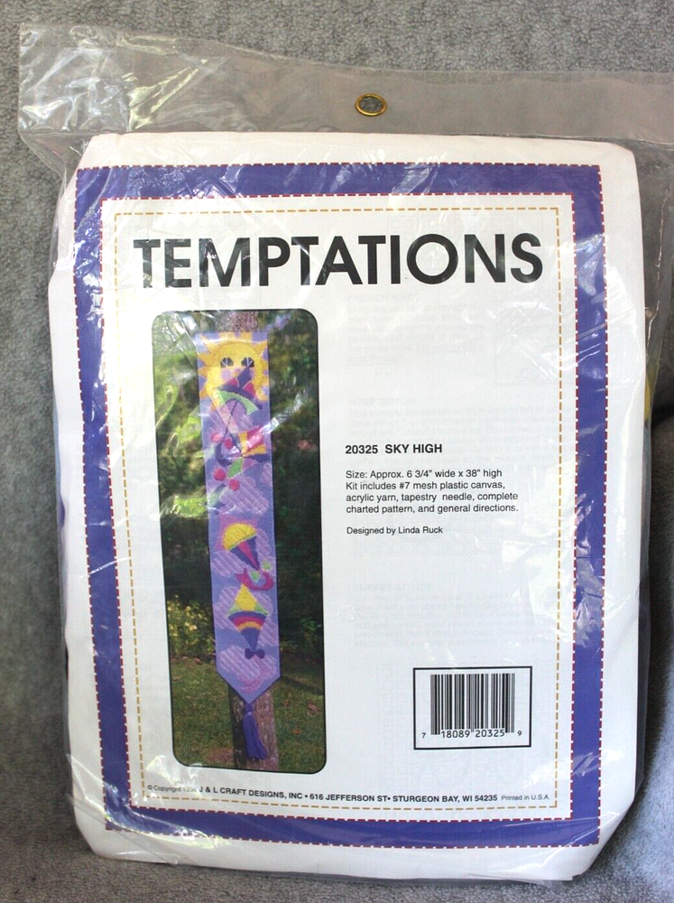 Vintage TEMPTATIONS Plastic Canvas Cross Stitch Kit Spring Banner Wall Decor