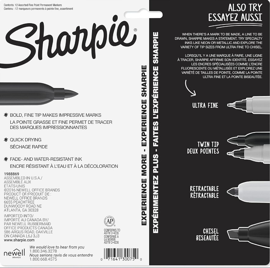 Permanent Markers Set 12 Fine permanent marker Marks on most surfaces Resistant