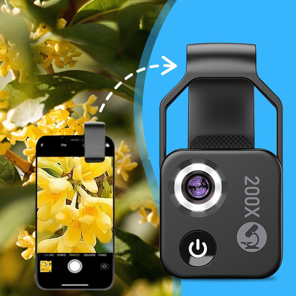 200X Magnification Microscope Lens HD USB-C Charging Phone Camera Attachments