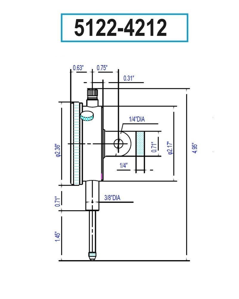 DASQUA 0-1" LUG BACK LARGE MEASURING RANGE DIAL INDICATOR (5122-4212)