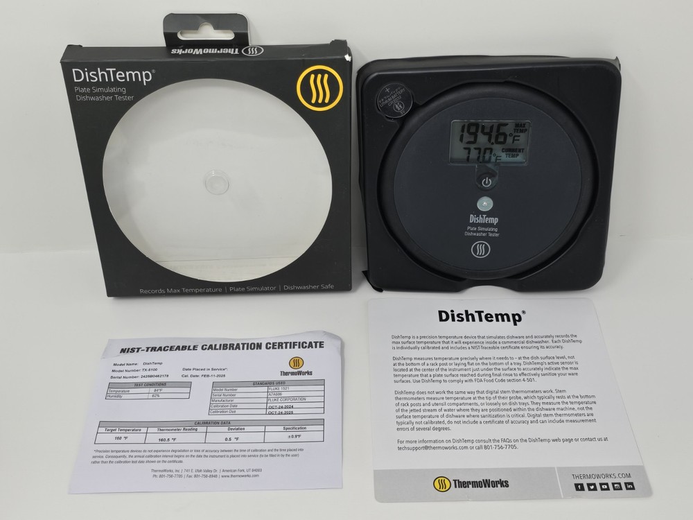 ThermoWorks DishTemp TX-5100 Plate Simulating Dishwasher Thermometer - Open Box