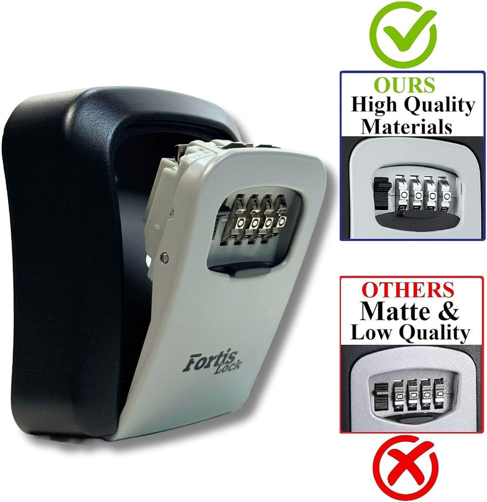 Box for Keys with Code, Wall Mount Combination Key Lock Box, 4-Digit Resettable,