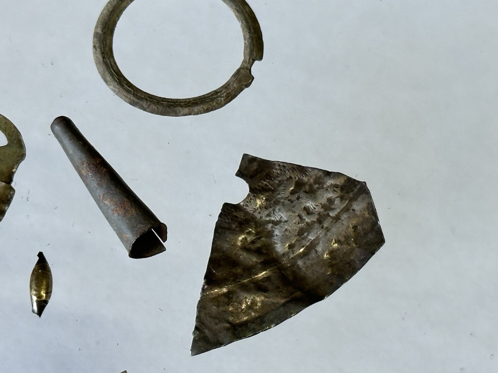 1700's SILVER FUR TRADE ERA LOT - BROOCH GORGET PIN RING BEAD ~ NICE COLLECTION