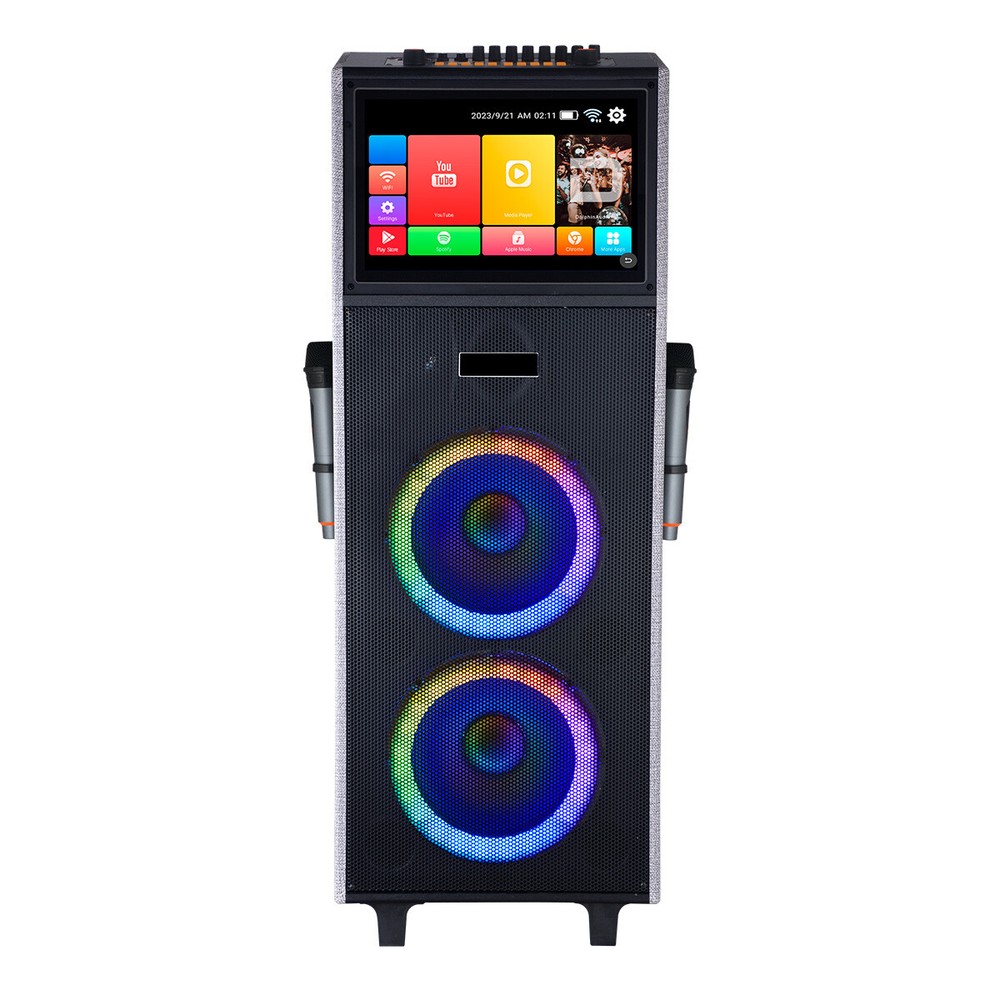 Professional Karaoke Machine Bluetooth Speaker Lyrics Display Screen WirelessMic