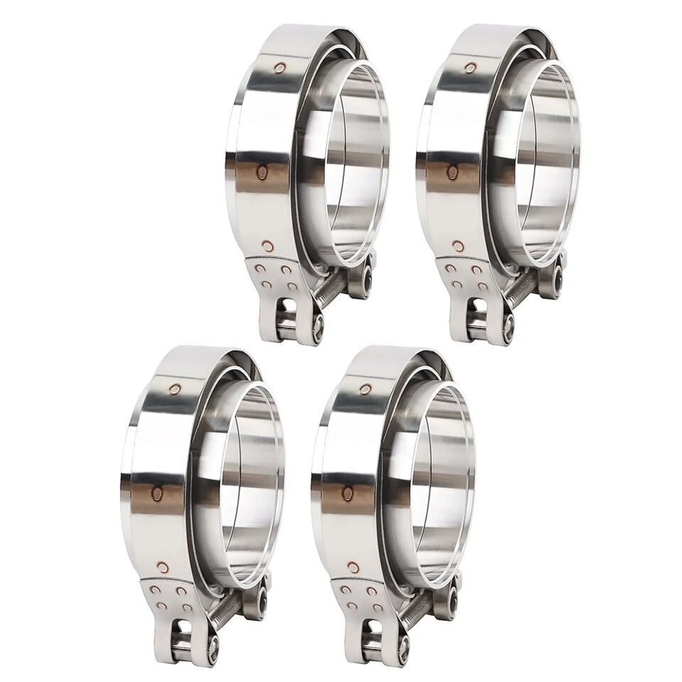 2.25" V Band Clamp With Flange Male Female Stainless Steel Joins 2.25" OD 4Pcs