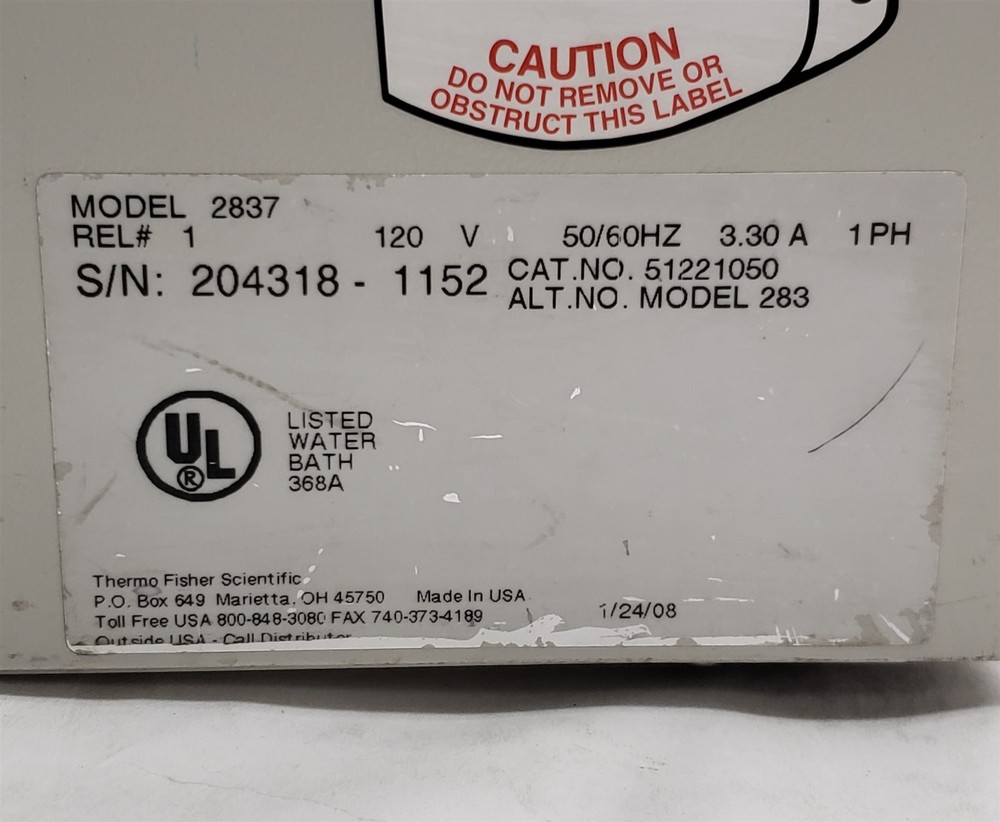 Thermo Scientific 2837 Precision Microprocessor Controlled 280 Series Water Bath