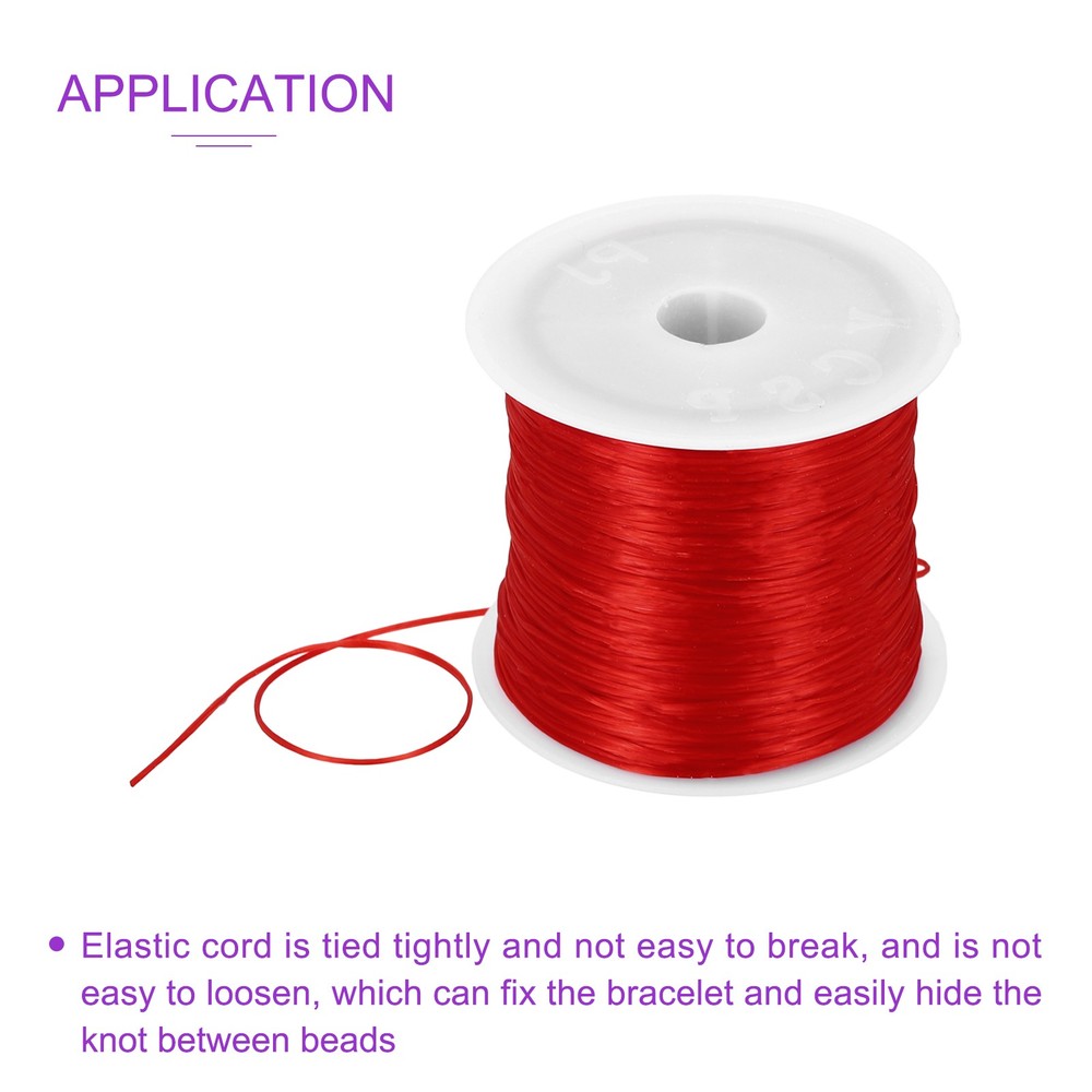 2 Rolls Elastic String for Bracelets, 1mm Stretch Bead Cord Red, 100m