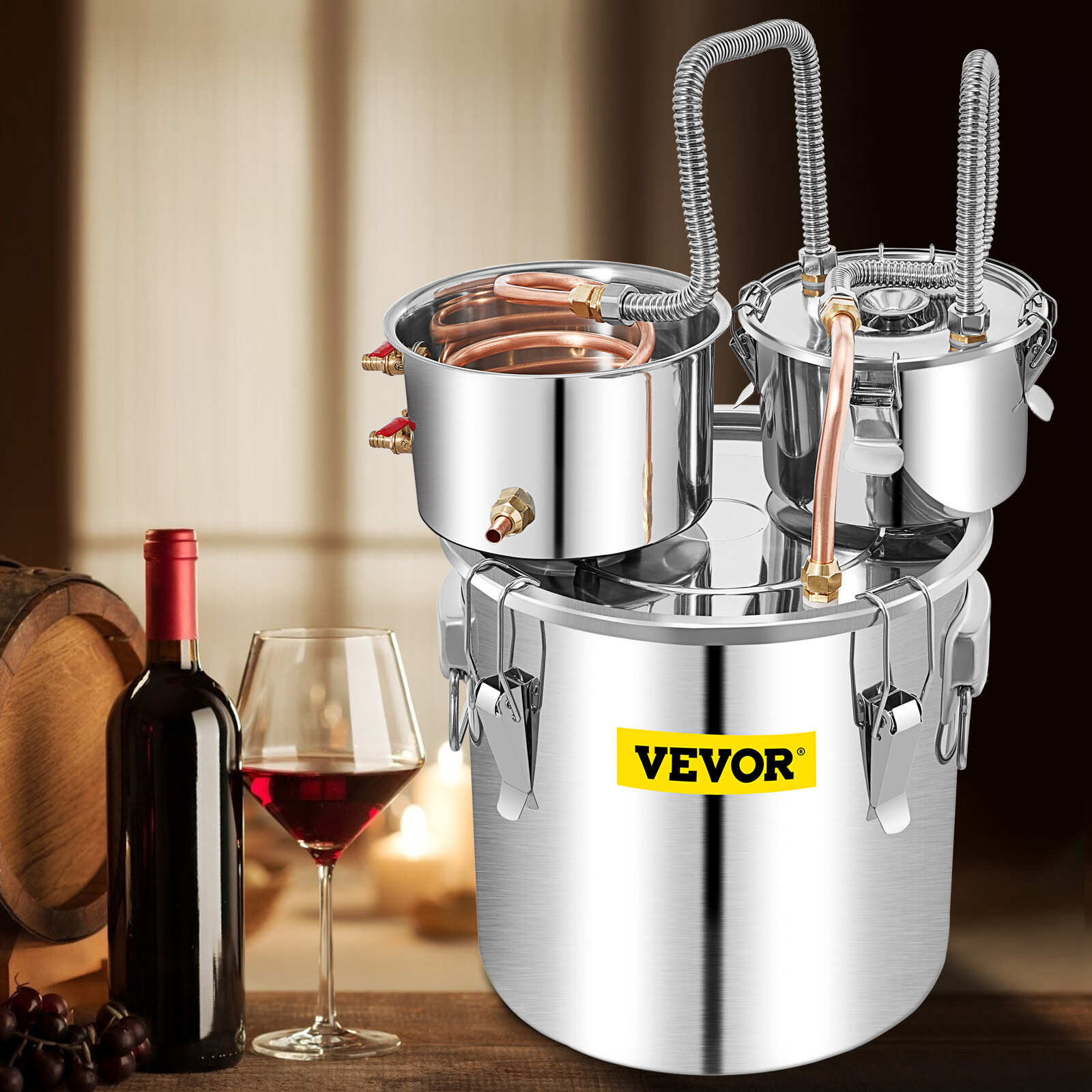 VEVOR 13.2Gal/50L Water Alcohol Distiller Moonshine Still Wine Brewing Kit Home