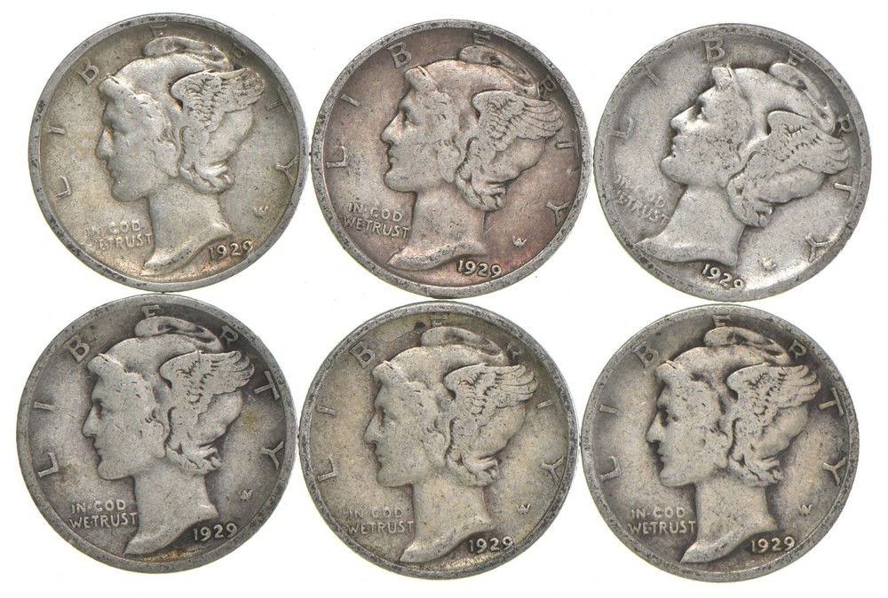 VG+ 1929-D Mercury 90% Silver Dime
