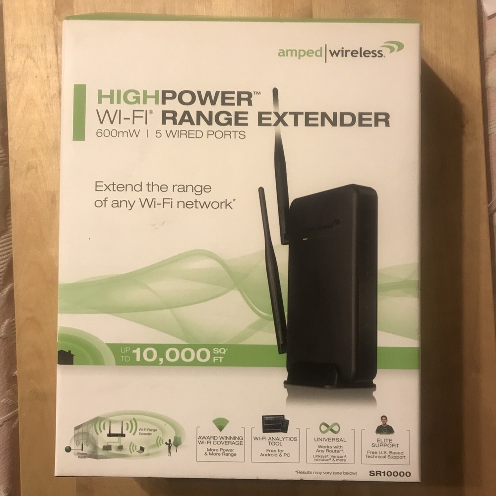 AMPED WIRELESS WIRELESS-N 600mW RANGE EXTENDER, MODEL SR10000