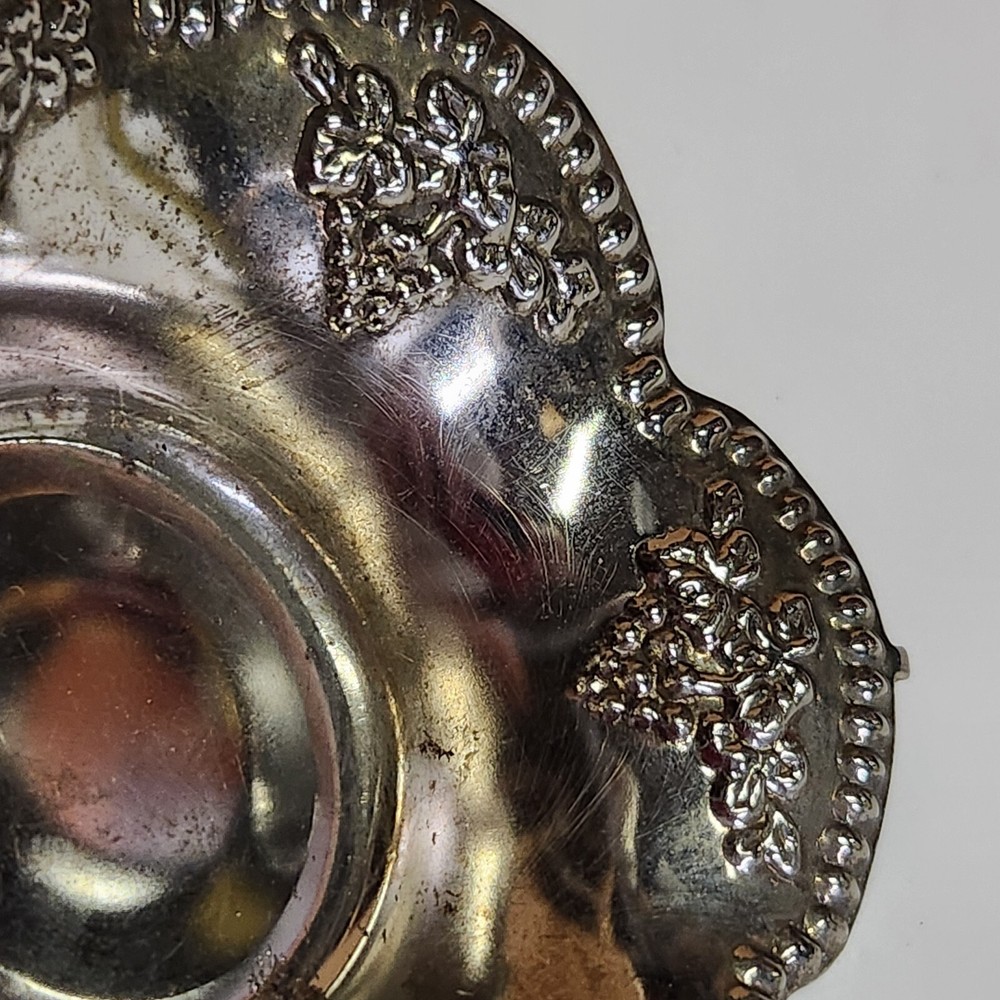 Two Small Silver Plated Trinket/ Dishes Grape Pattern Hong Kong